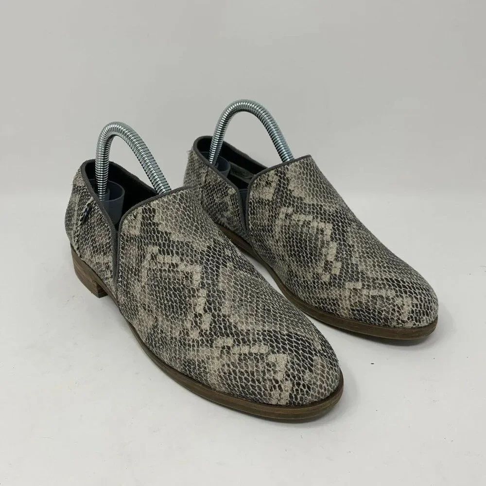 TOMS Womens Shaye Low Faux Snakeskin Snake Ankle Slip On Shoes Loafers US Size 7
